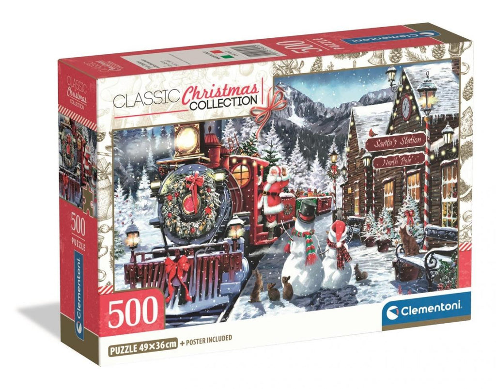 Clementoni Classic Christmas Collection - Train Station with Snowman palapeli, 500 palaa