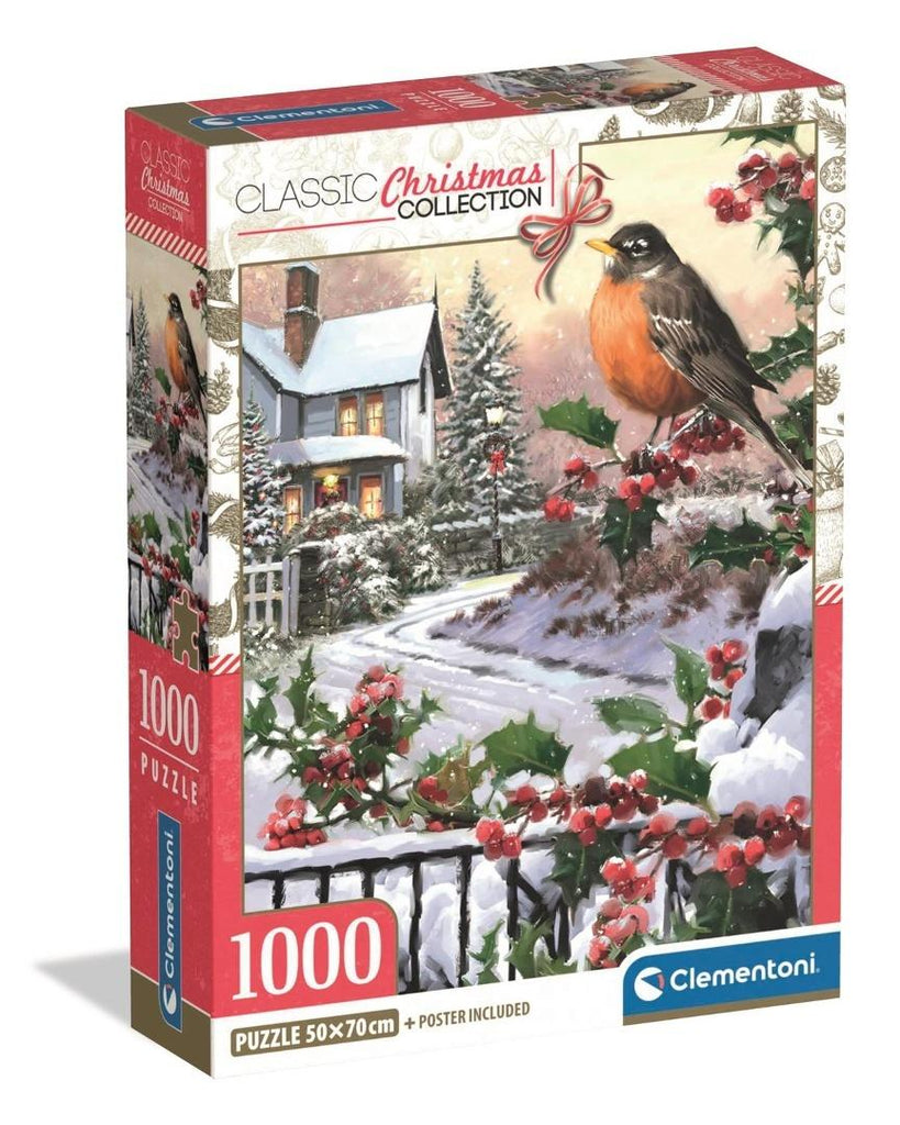 Clementoni Classic Christmas Collection - Robin and Holly Bushes palapeli, 1000 palaa
