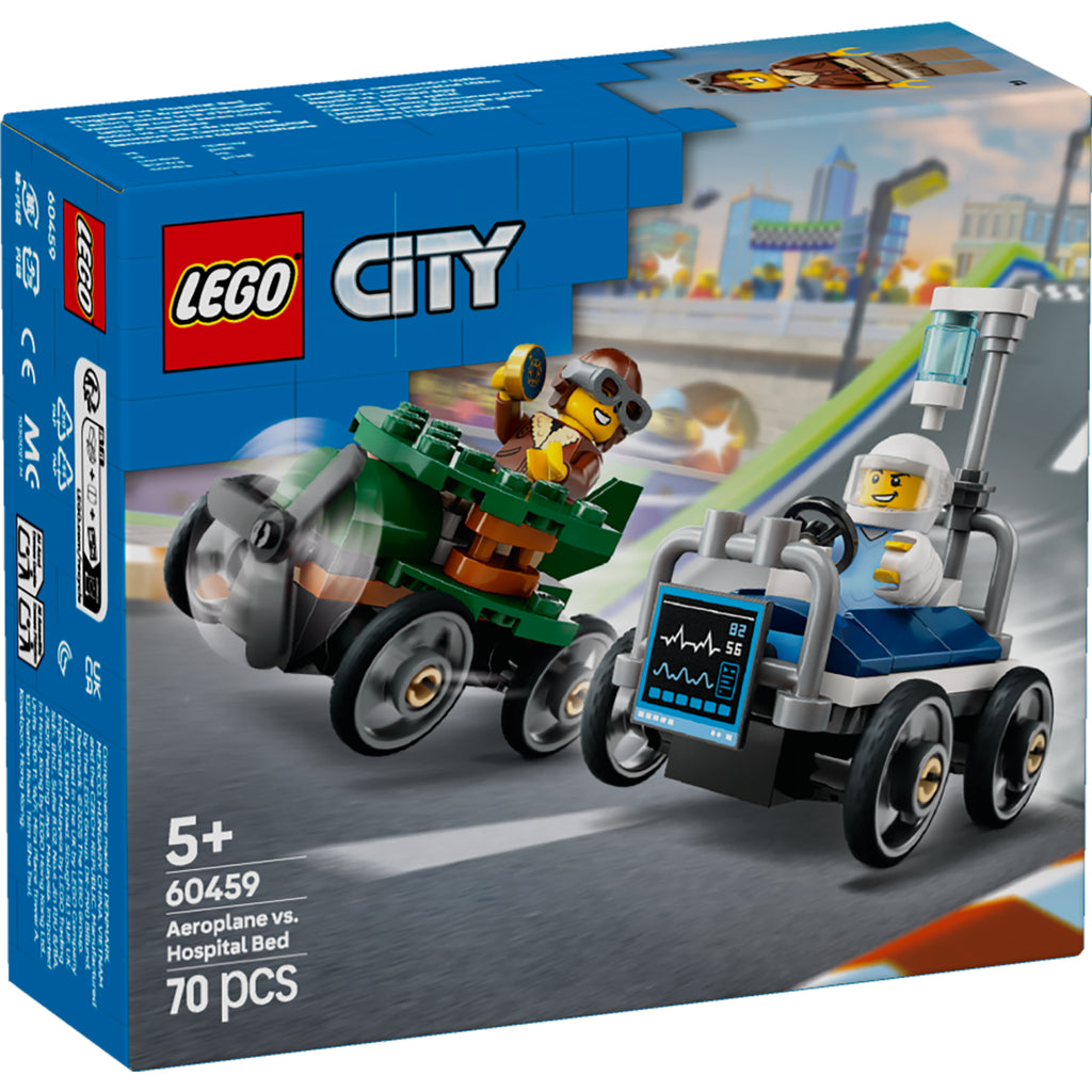 LEGO City Great Vehicles 60459 Lentokone vastaan sairaalansänky – kilpa-autopakkaus