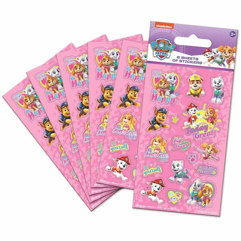Ryhmä Hau Tarrat - Paw Patrol Pink Party 6 Sheets Stickers