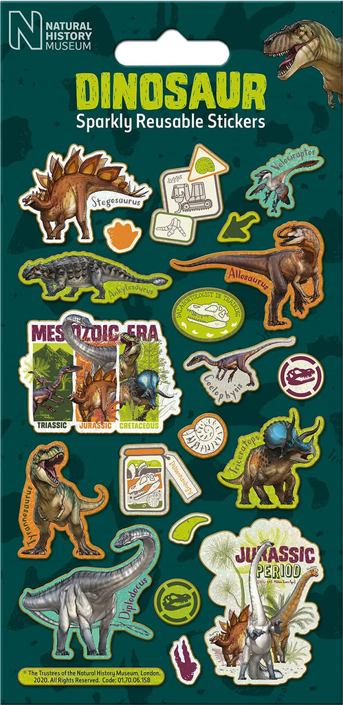 National History Museum Dinosaur Sparkly Reusable Stickers