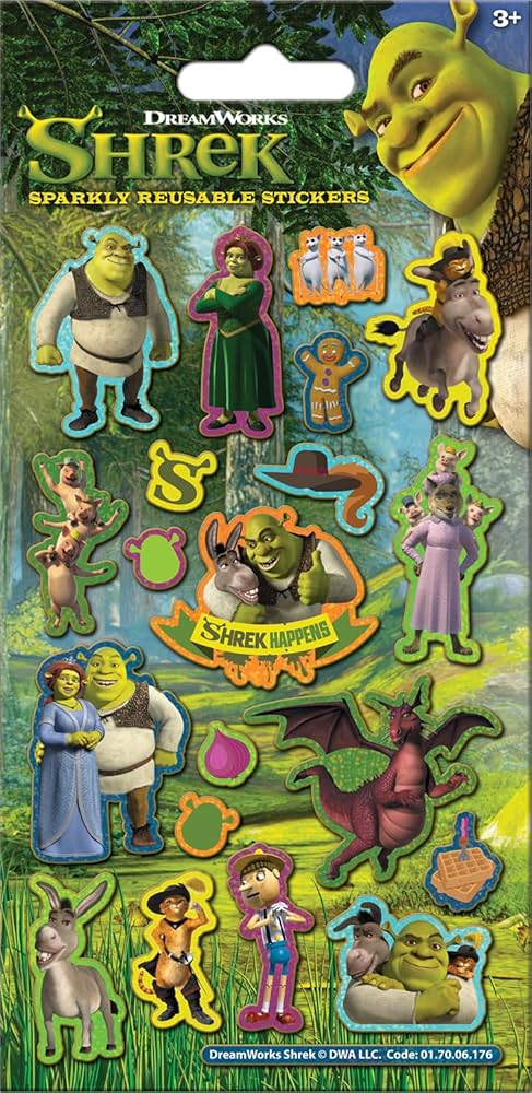 Shrek Sparkly Reusable Stickers Tarrat