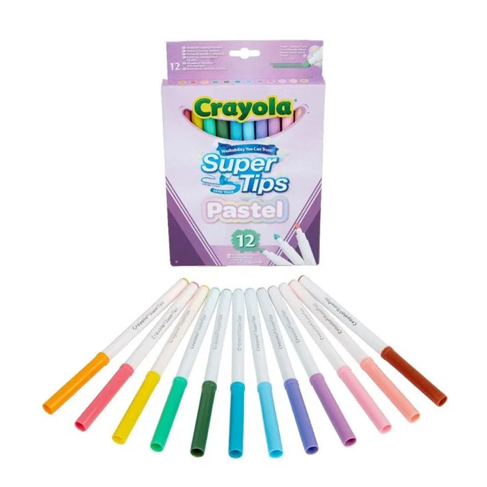 Crayola Supertips Pastel Washable Markers 12 Pcs - Tussikynät