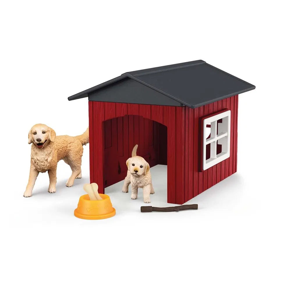 Schleich Farm World 42722 Koirankoppi ja kaksi kultaisetnoutajat