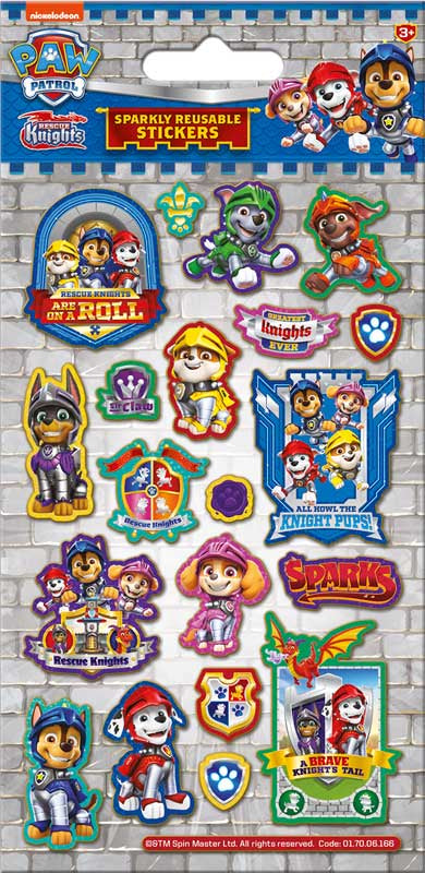 Ryhmä Hau Tarrat - PAW Patrol Rescue Knights Reusable Foil Stickers