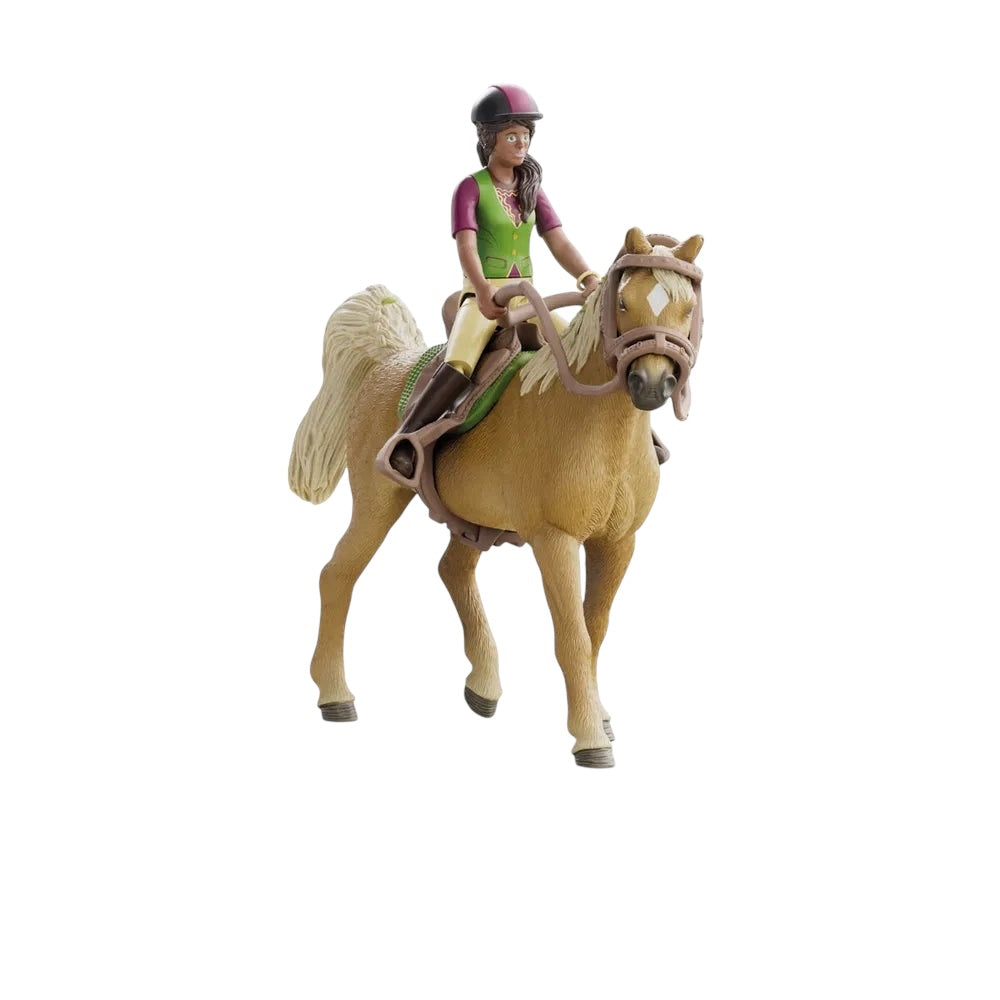 Schleich Horse Club 42714 ratsastaja Sarah & Mystery hevonen setti