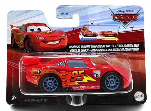 Disney Pixar Cars Lightning McQueen with racing wheels pull back auto 1:43