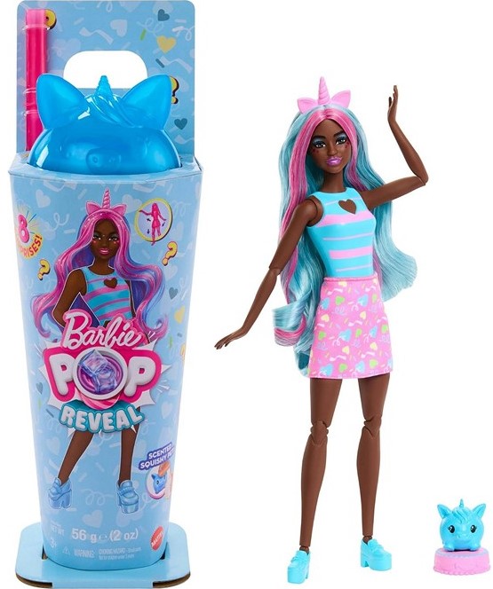 Barbie Pop! Reveal Shakes Series Doll & Accessories Set, Scented Sweet Unicorn Fashion nukke