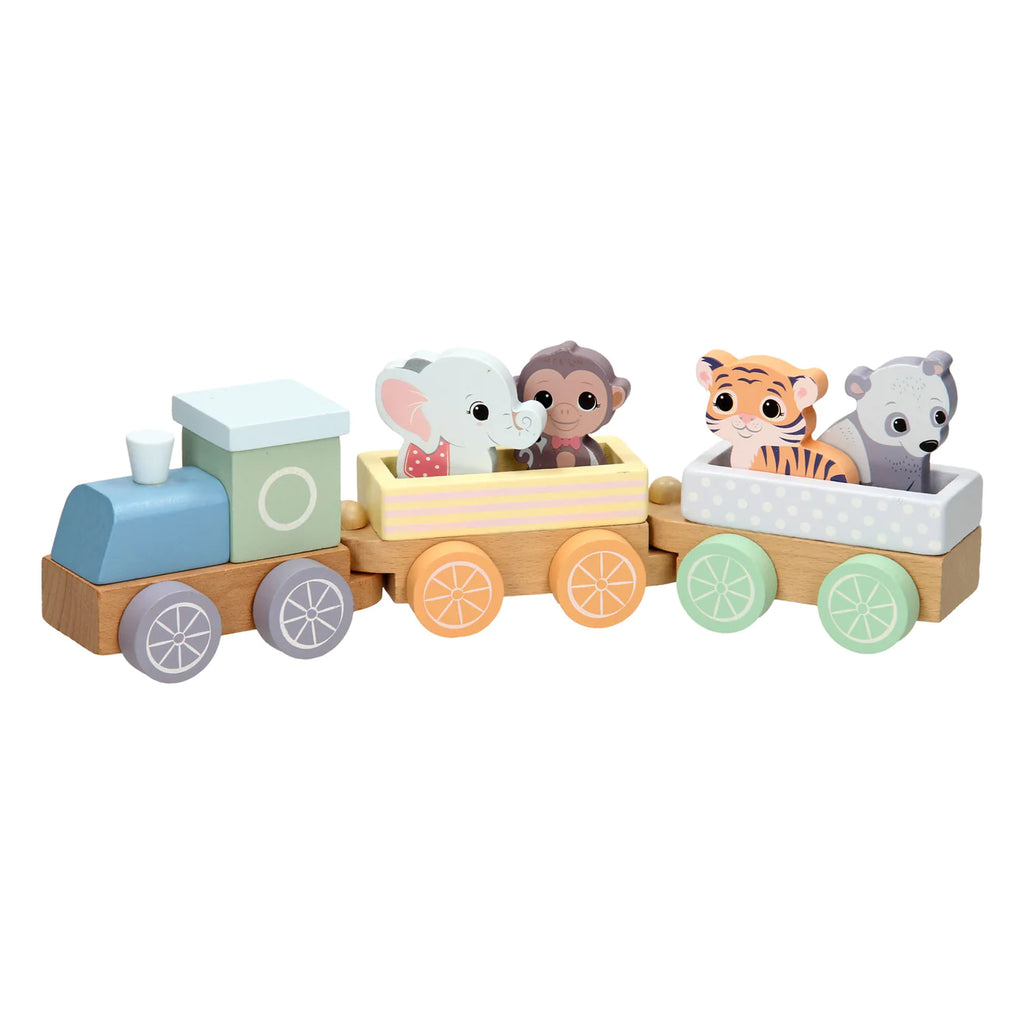 Joueco The Wildies Family Trainset with animals - puinen juna