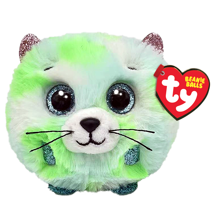TY 42537 Beanie Balls -EVIE Green cat ball